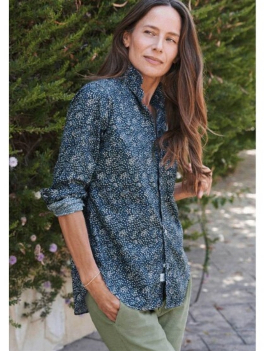 Frank & Eileen Navy Floral Barry Button-Down Shirt - L